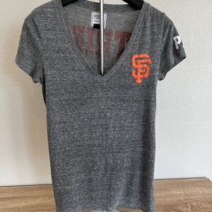 PINK Victoria's Secret Gray Fitted Short Sleeve Tee